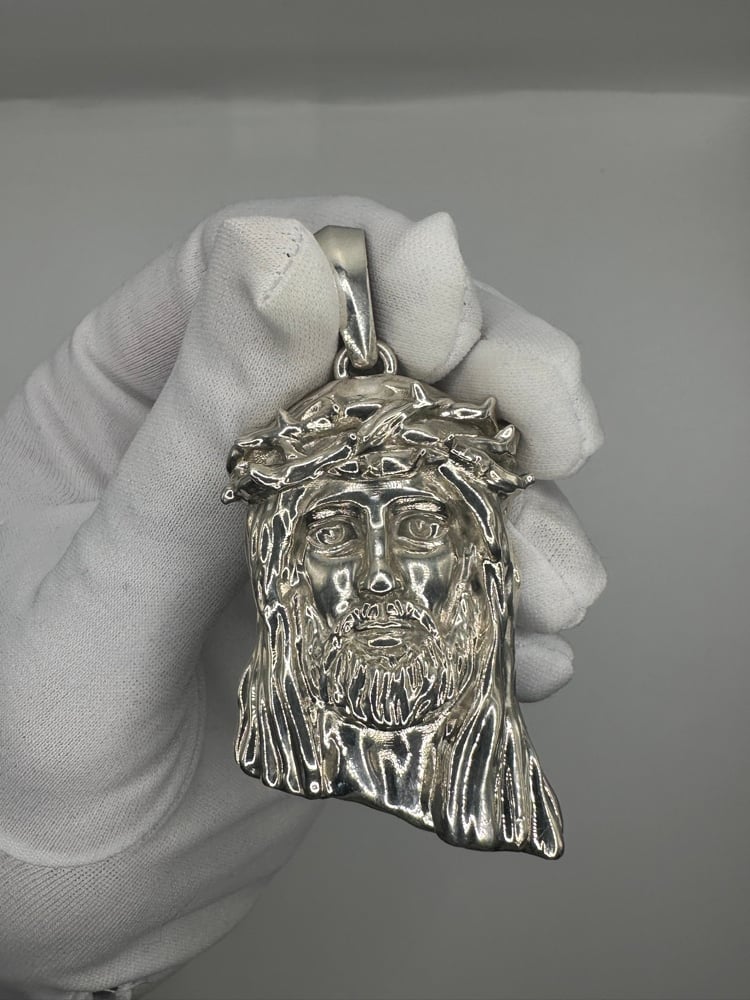 Image of Rare Heavy Sterling Silver Custom Jesus Piece Pendant 