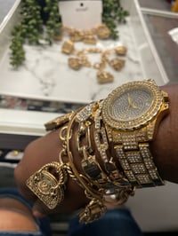 Image 3 of Gold vintage purse charm bracelet 