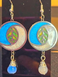 Image 1 of Handcrafted Resin Leaf with Swirl Design and glass 2 tone bead