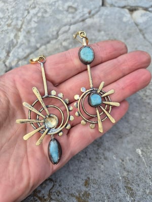 Sunny long earrings  with larimar