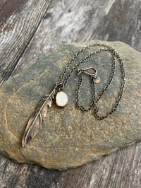 Image 4 of Moonlight & Feather Charm Necklace