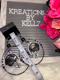 Image 2 of Large Hoop Ravens Earrings 3