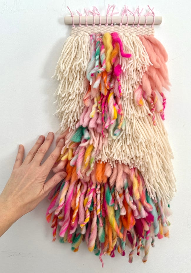 Playing with Unicorns. Woven wall hanging.