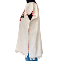 Image 3 of Vintage Traditional Cotton Hand Embroidered Red Floral Peasant Top- Made in Mexico 