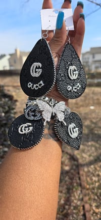 Image 1 of Black n Silver Gorg Girl Earrings n 3 Stack