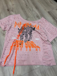 Large leopard orange off shoulder lace destroyed
