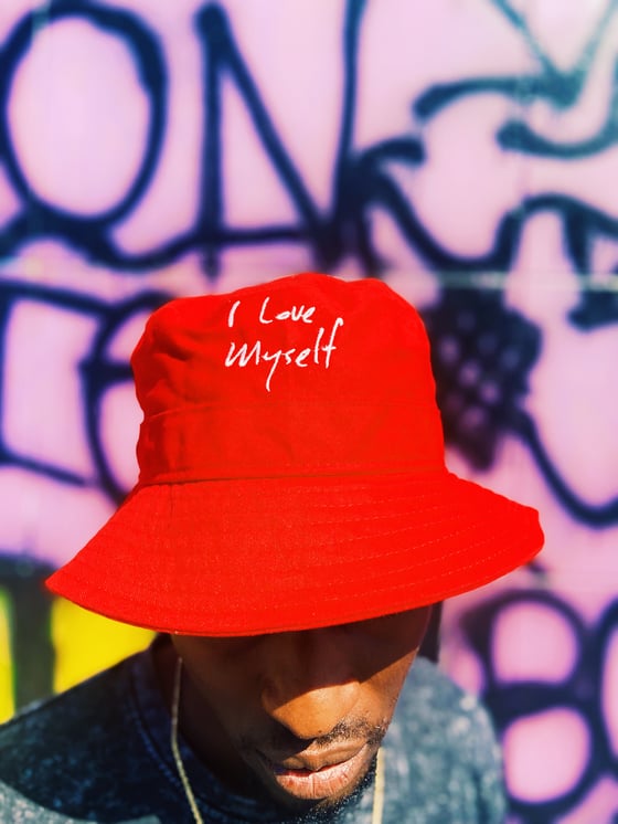 Image of Red ILoveMyself bucket hat 