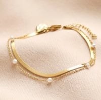 Lisa Angel Herringbone & Pearl Bracelet