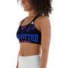 BOSSFITTED Black Neon Pink and Blue Sports Bra