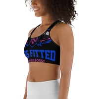 Image 5 of BOSSFITTED Black Neon Pink and Blue Sports Bra