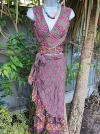 Image 6 of Pasha Co ord set top and frill wrap skirt - red and blue