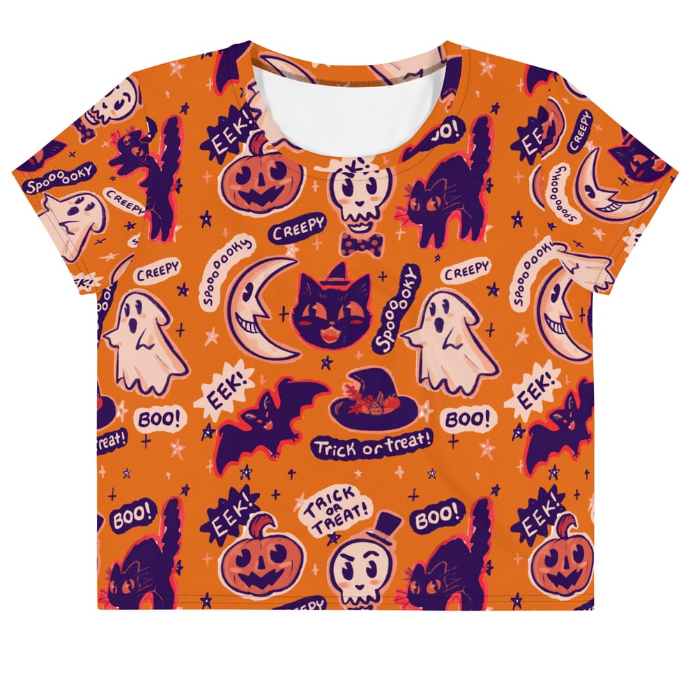 Image of Vintage Halloween All-Over Print Crop Tee