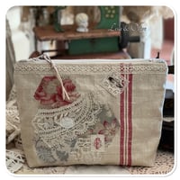 Image 1 of handmade french lace sewing pouch needle book and pin cushion