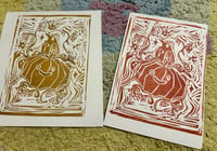 Image 1 of PUMPKIN + CROW LINOCUT PRINTS 