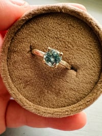 Image 9 of size 6.5 blue zircon ring with sterling twig band