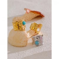 Image 5 of MORA 18ct Gold Plated Hammered Turquoise Ring