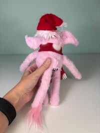 Image 4 of Weighted Hand Embroidered Grumpy Monster - Pink