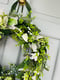 Image of 40cm Thick Wicker Wreath - foliage and white flowers 