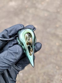 Image 9 of Matalic Green Raven Skull Pendant