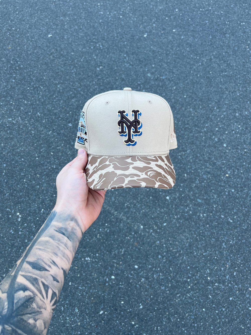 Image of BLUE SAND TRI TONE NEW YORK METS CUSTOM FITTED CAP