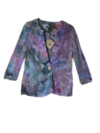 Image 2 of ♻️ UPCYCLED M Sweater Cardigan in Earthy Watercolor Ice Dye