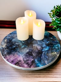 Image 2 of 14" Lazy Susan Turntable Epoxy Resin Art 'The World'