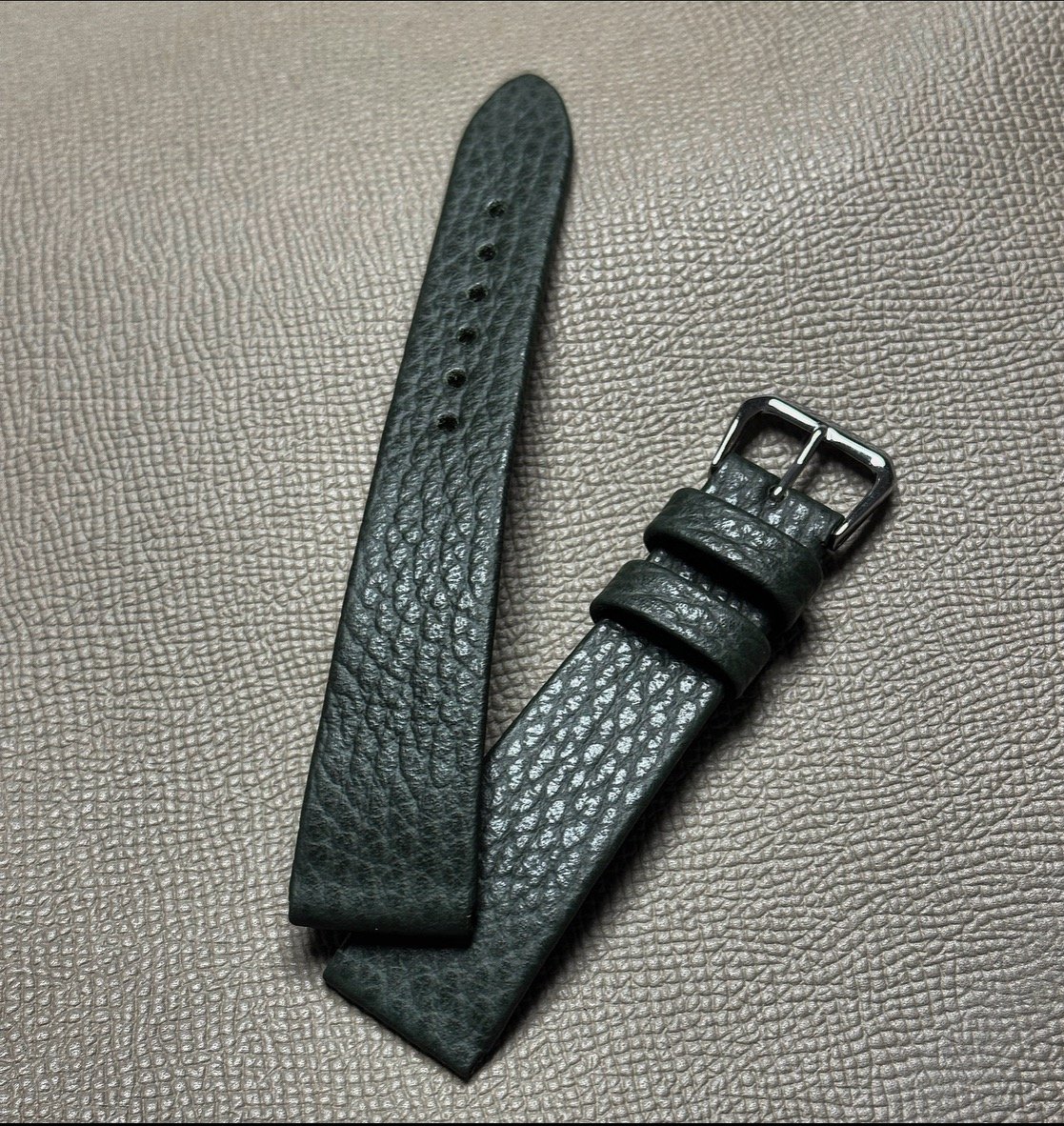 Image of Forest Green Soft Grain Hand-Rolled Watch Strap