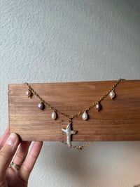 Image 3 of Baroque Pearl Cross & Pearls Necklace