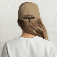 Image 2 of MamaFe Black Font Logo with Plant on Back Dad hat