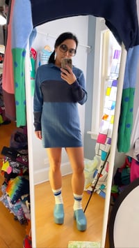 Image 5 of blues collar thermal waffle knit adult L longsleeved courtneycourtney dress layering tunic dress