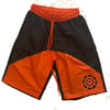 “Badge Logo” polyester shorts (black and orange)