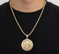 Image 3 of Chunky 50 Pesos Coin Ring & Pendant Set | Rope Chain 22” |Coin Necklace/Matching Ring