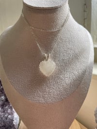 Image 2 of Silver Snowflake Rutile Heart Crystal Necklace