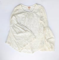 Image 4 of Mossimo Supply Co. Cream Lace Sheer Bell-Long Sleeve Blouse