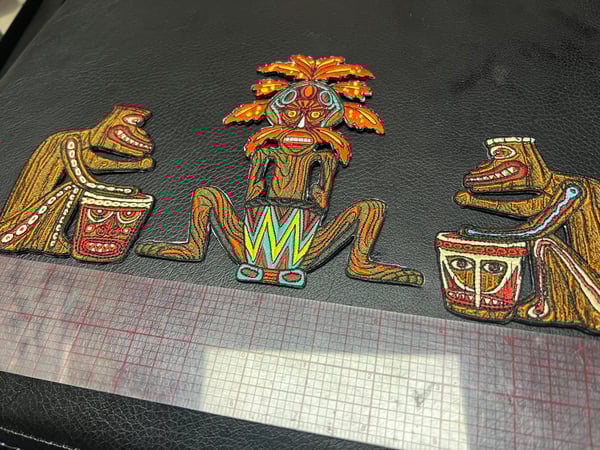 Image of Tiki Room Drummers Set patches with iron on backing!