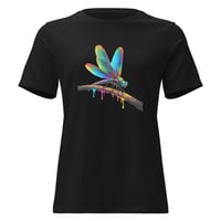 Image 2 of Women's Relaxed T-Shirt, Luminous Dragonfly on Branch tee