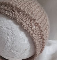 Image 2 of Newborn knitted bonnet for photoshoot | neutral beige