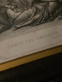 Image 5 of "Christ comforter” 1800s Bible page with preserved web