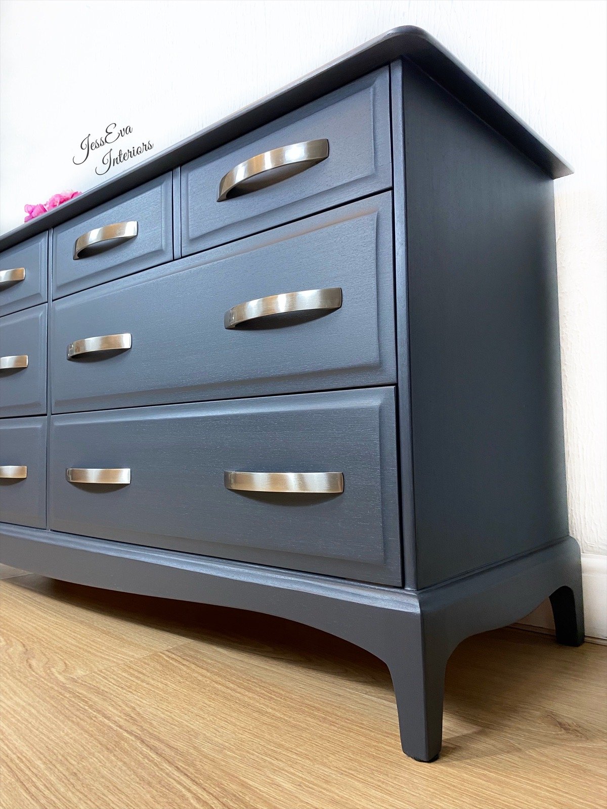 Vintage Stag Captain CHEST OF DRAWERS / SIDEBOARD / TV CABINET painted in dark grey