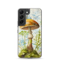 Image 3 of Gorgeous Blue Filigree and Orange Mushroom Fungus Clear Case for Samsung®