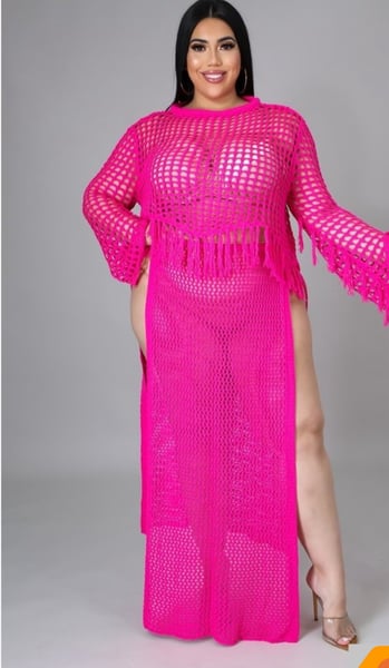 Image of Lizzie Crochet Fringe Top And Skirt Sets