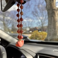 Image 1 of Rhodonite Pink Kitten Car Charm