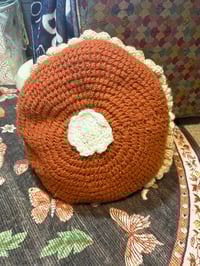 Image 1 of Pumpkin Pie Throw Pillow Crocheted 