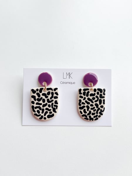 Image of Paire de boucles d'oreilles céramique BOOMA GM violet graou