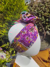 Image 1 of Boho head wrap with Wire - sari fabric -neon henma