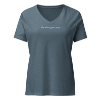 Image 2 of "be who you are" Women’s relaxed v-neck t-shirt