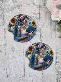 Image 1 of Tattoo Book Girl Car Coasters - 2 pack