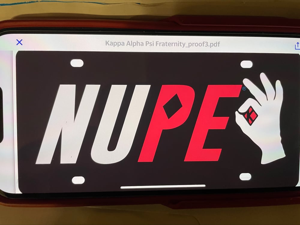 Image of NUPE With YO Black & Red License Plate 