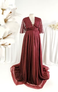 Image 5 of Burgundy dress for maternity photoshoot | Jenny | size S-M-L