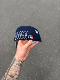 Image 3 of NAVY HEAVY HEART ATLANTA BRAVES CUSTOM FITTED CAP